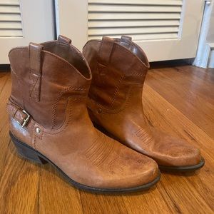 Franco Sarto Brown Leather Western Boots
